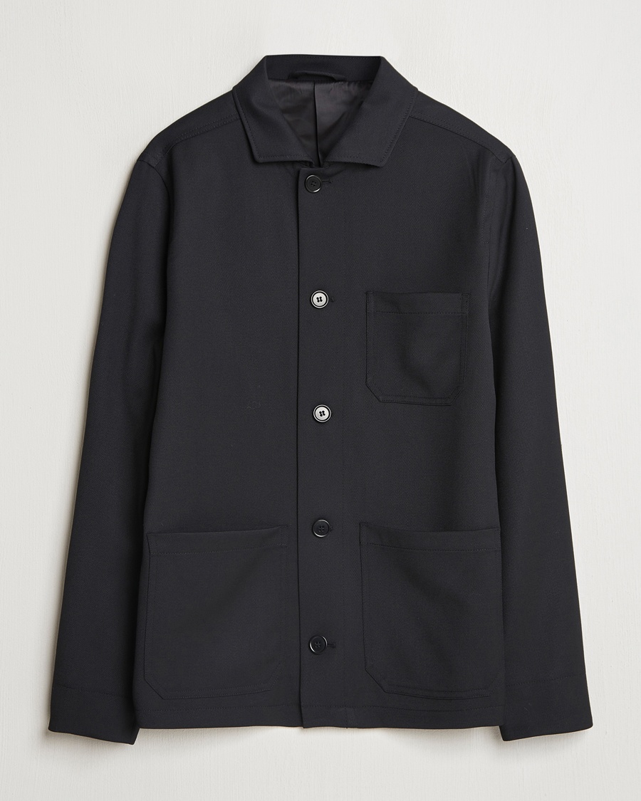 Filippa K Louis Wool Gabardine Shirt Jacket Black – Noir