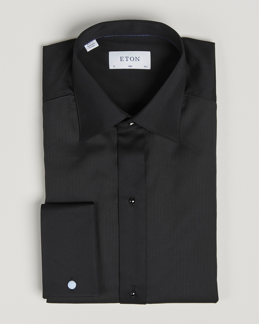 Eton Slim Fit Plissé Tuxedo Shirt Black – Noir