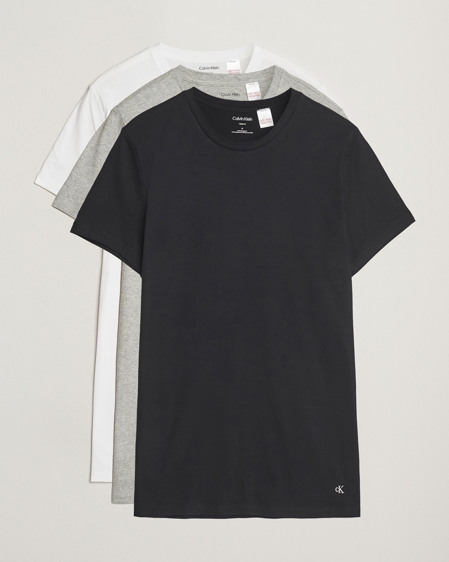 Calvin Klein 3-Pack Cotton Crew Neck T-Shirt White/Black/Grey – Blanc