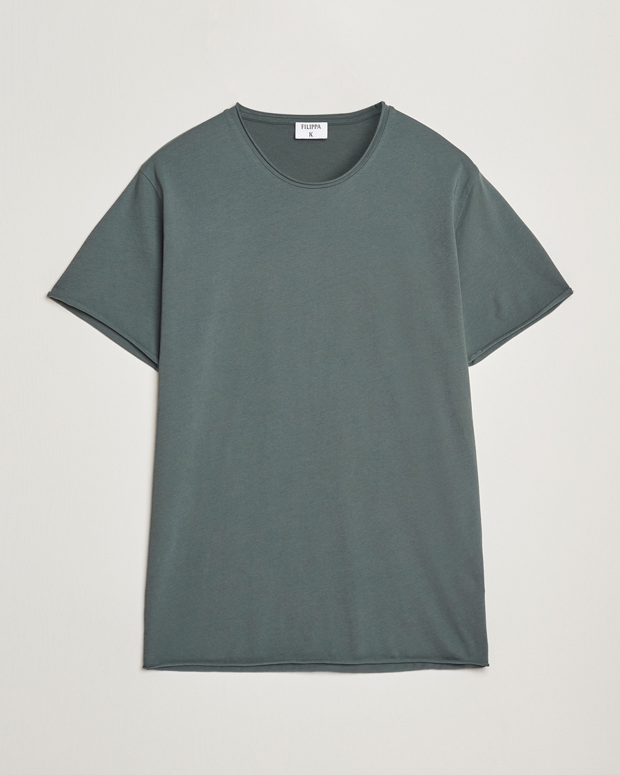 Filippa K Roll Neck Crew Neck T-Shirt Green Grey – Vert