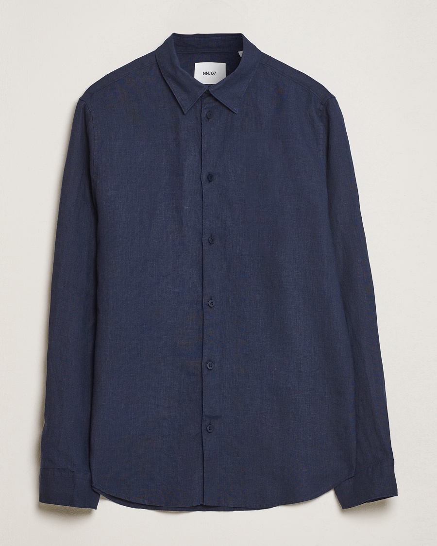 NN07 Enzo Linen Shirt Navy Blue – Bleu