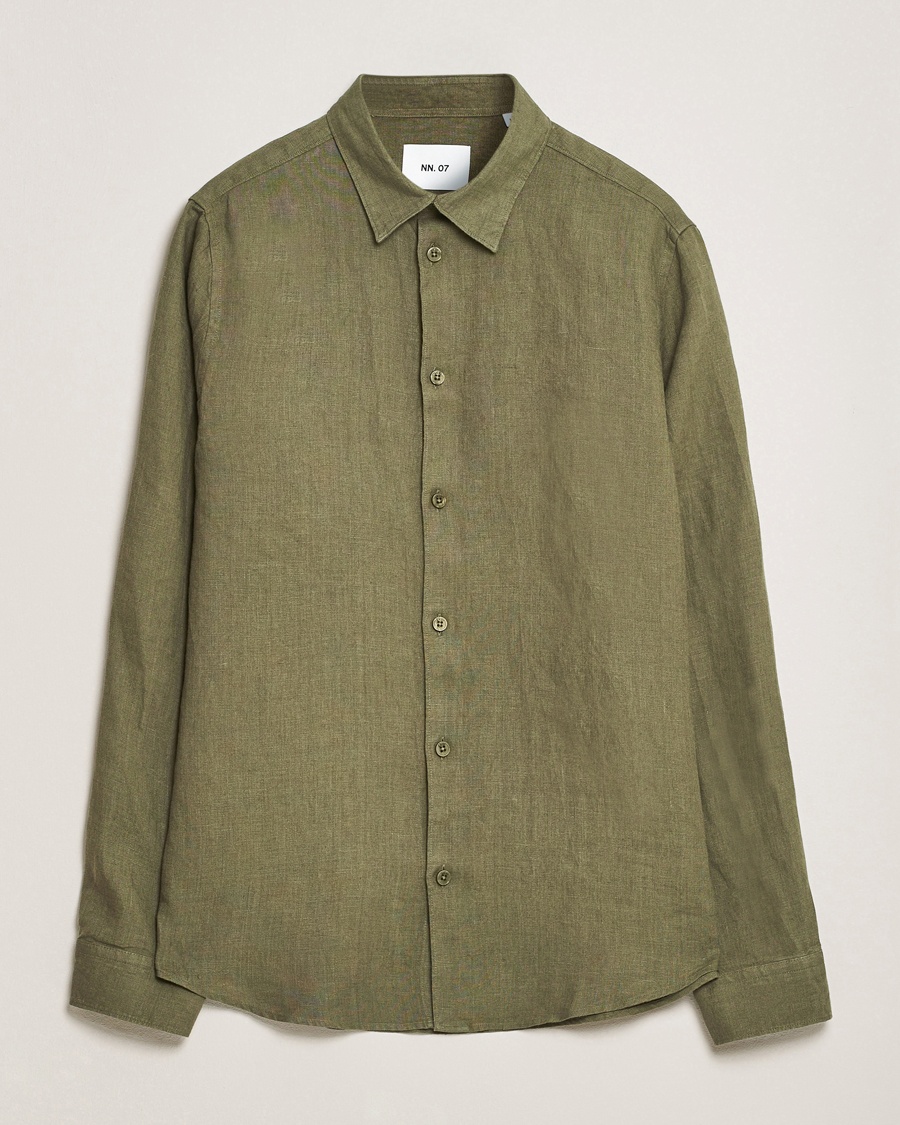 NN07 Enzo Linen Shirt Capers Green – Vert