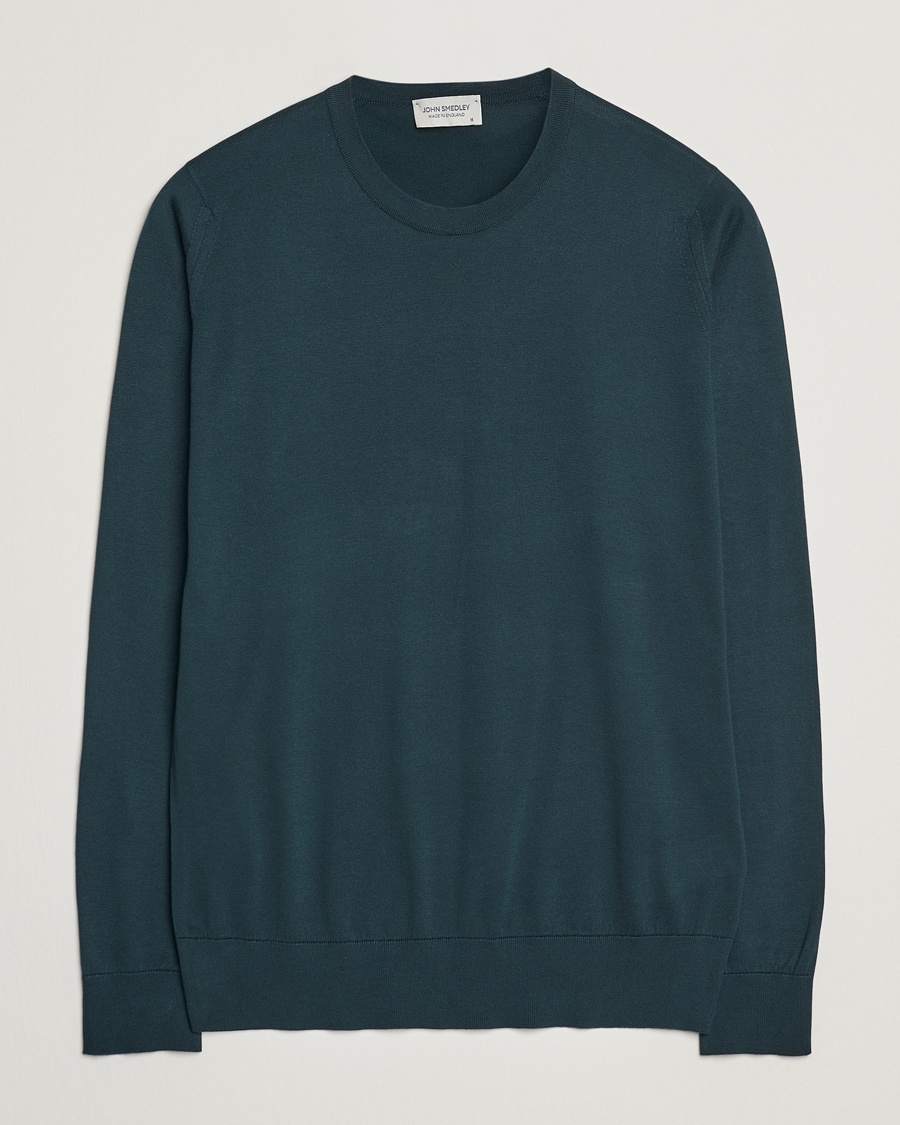 John Smedley Rowland Sea Island Crew Neck Pullover Rain Forest – Vert