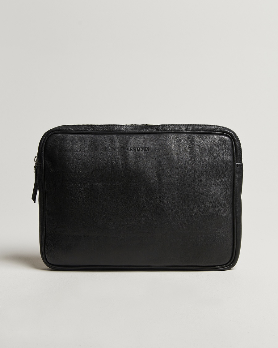 LES DEUX Leather Laptop Sleeve Black – Noir