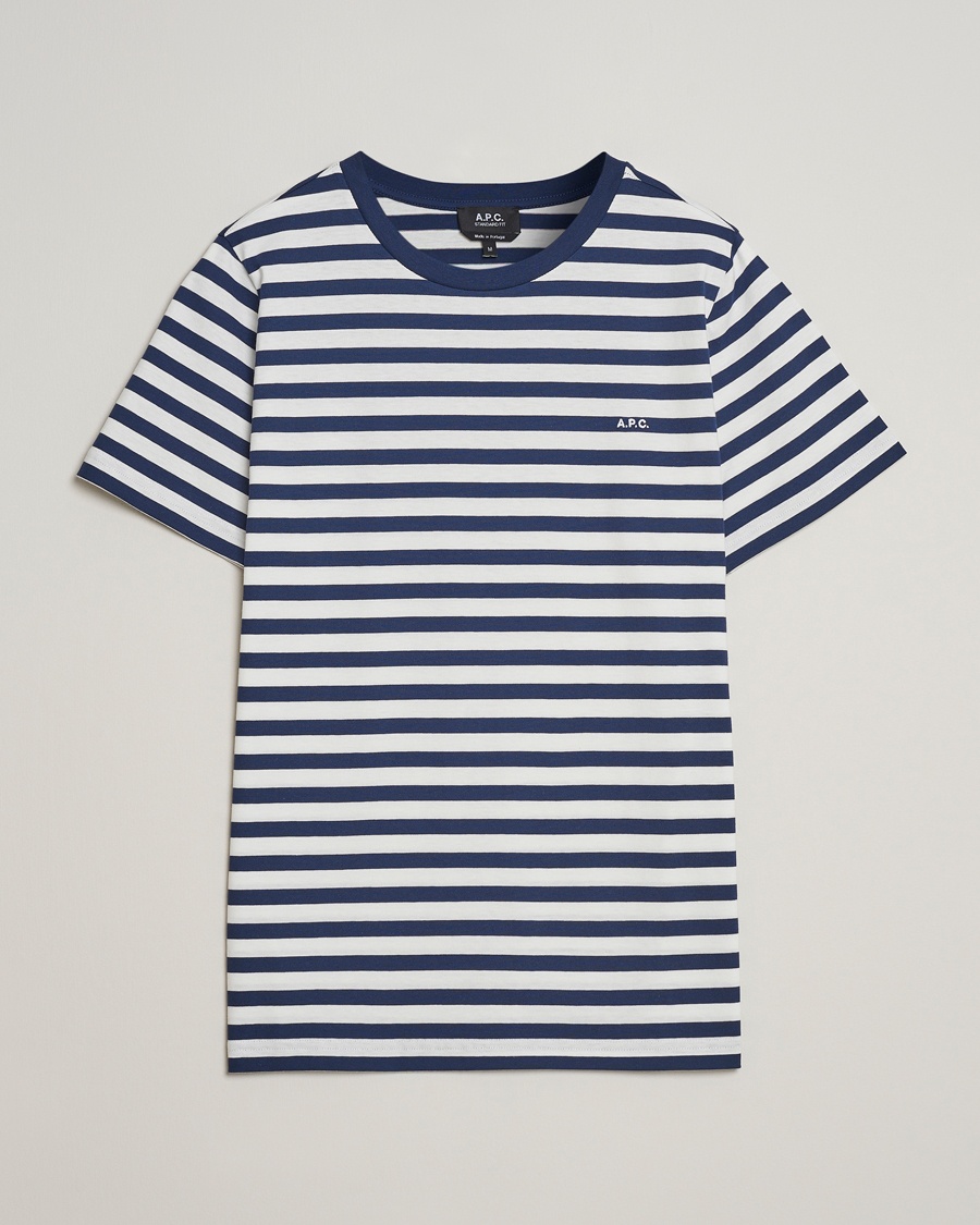 A.P.C. Striped T-Shirt Navy/White – Blanc