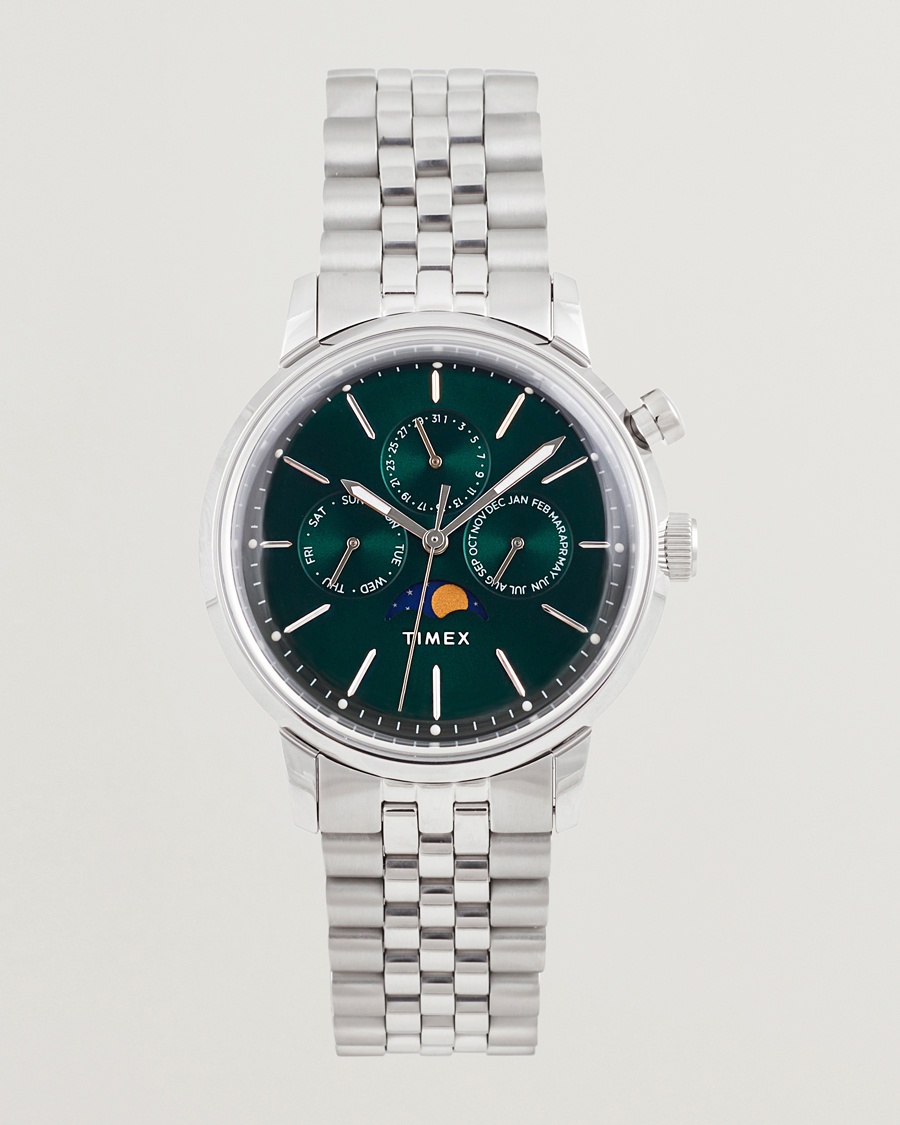 Timex Marlin Moon Phase Quartz Steel 40mm Green Dial – Argent