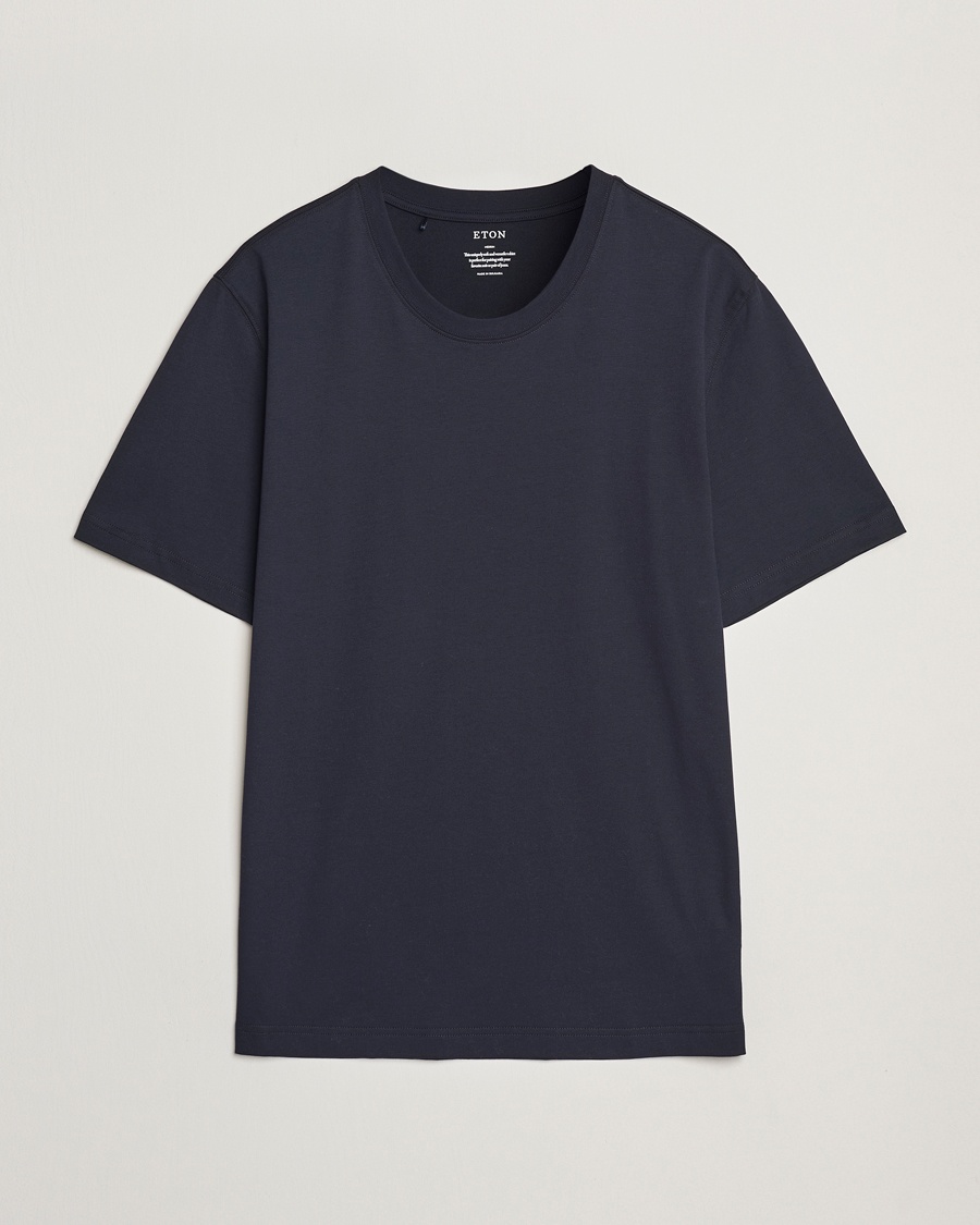 Eton Mercerized Jersey Crew Neck T-Shirt Navy Blue – Bleu