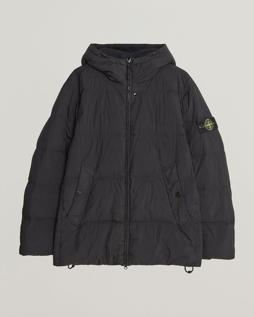 Stone Island Crinkle Reps Padded Hood Down Jacket Black – Noir