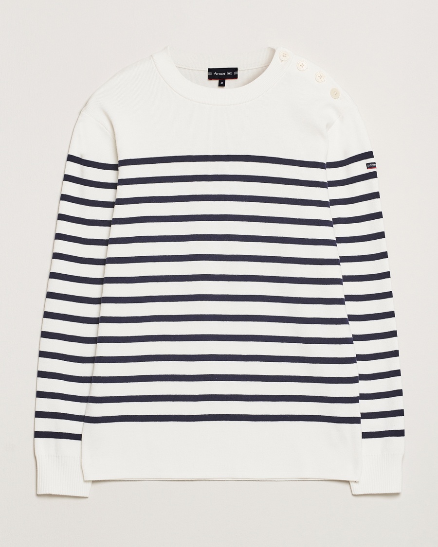Armor-lux Groix Striped Sweater Milk/Navy – Blanc