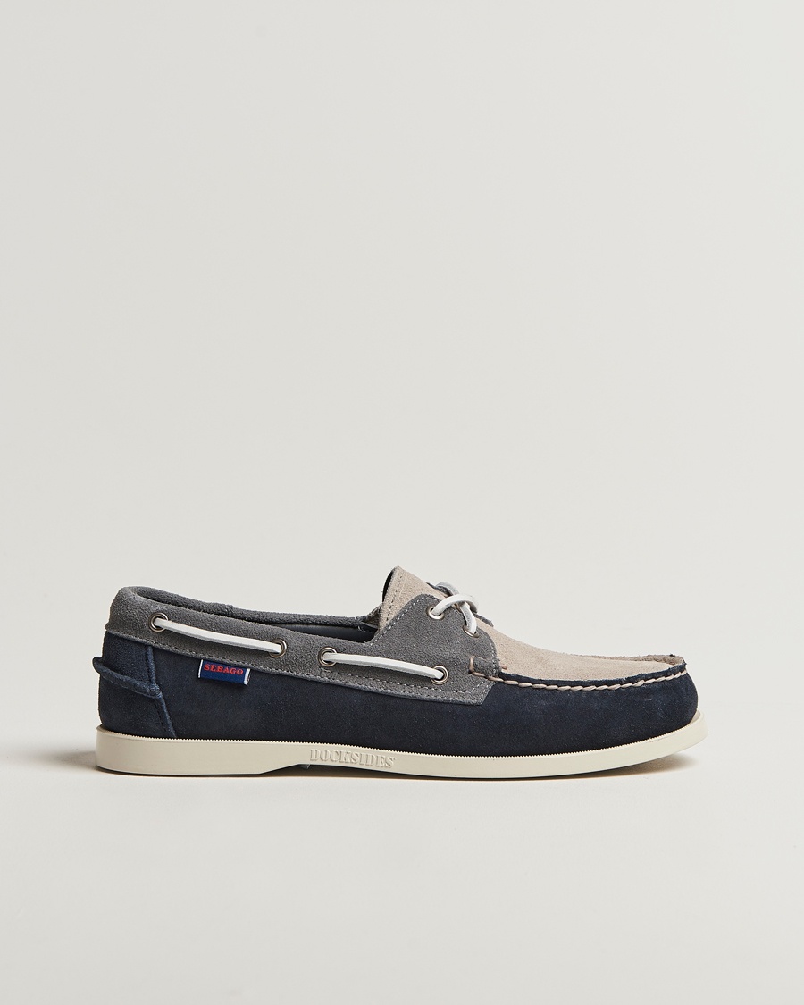 Sebago Docksides Portland Jib Boat Shoe Navy/Grey – Bleu