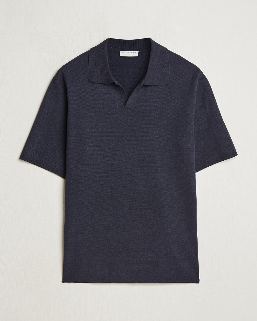 Tiger of Sweden Maelon Cotton/Linen Polo Light Ink – Bleu
