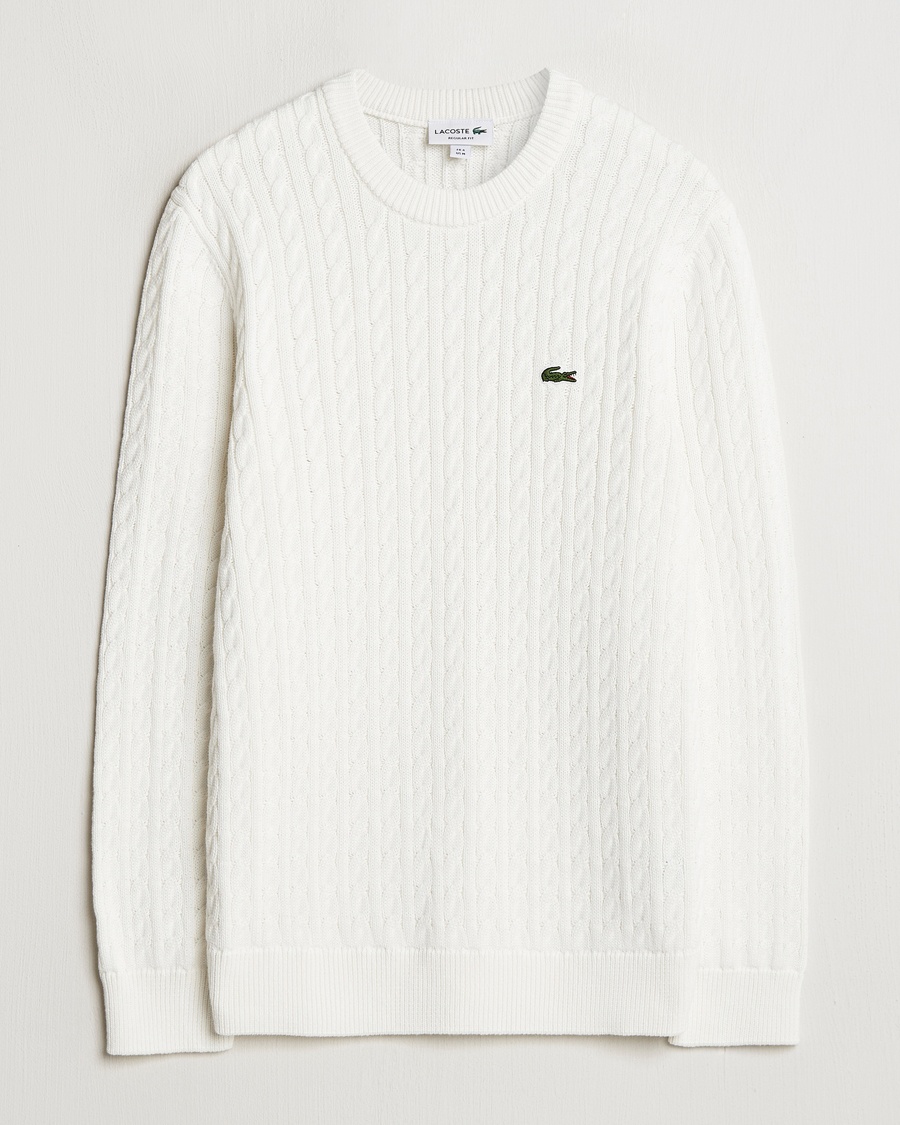 Lacoste Cotton Cable Sweater Flour – Blanc