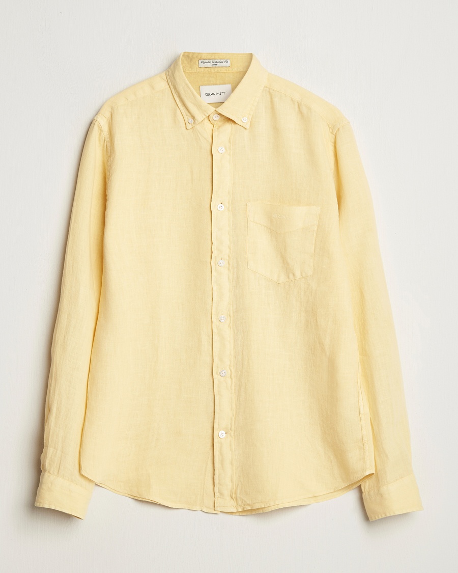 Gant Regular Fit Garment Dyed Linen Shirt Dusty Yellow – Jaune