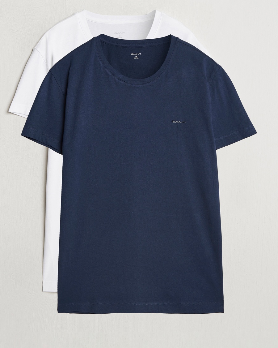 Gant 2-Pack Crew Neck T-Shirt Navy/White – Blanc