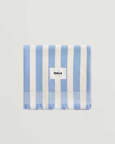 TeklaOrganic Terry Beach TowelMoro Stripes – Bleu