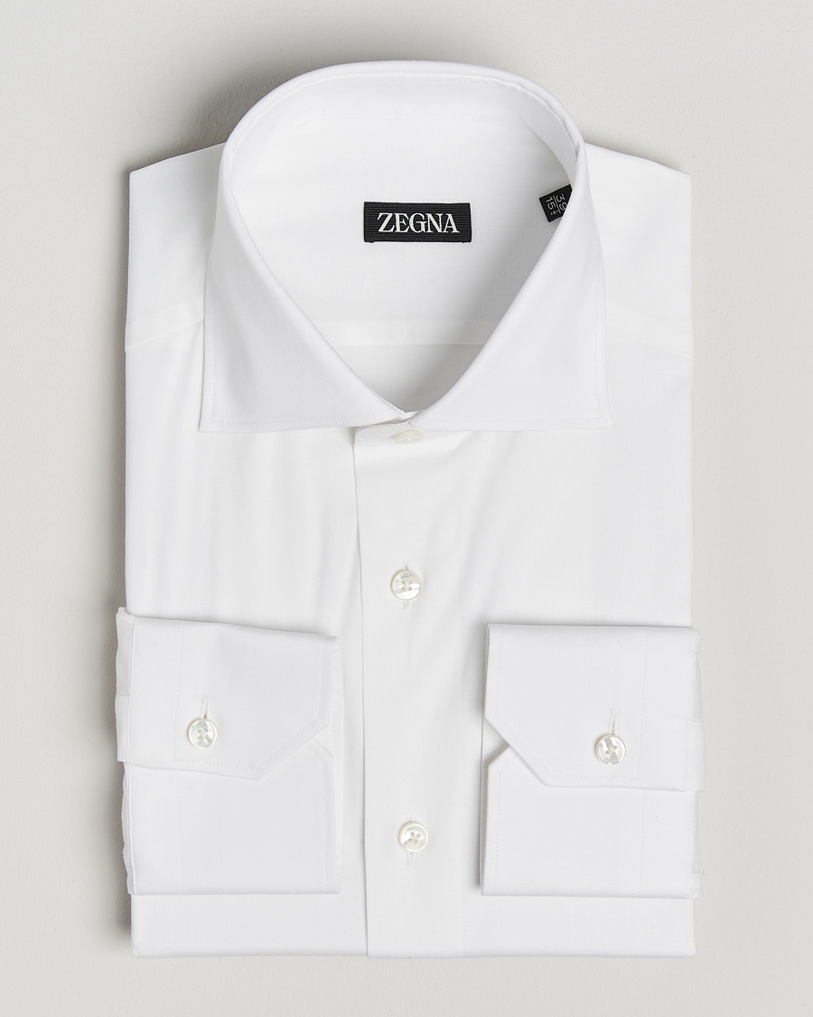 Zegna Slim Fit Cotton Dress Shirt White – Blanc