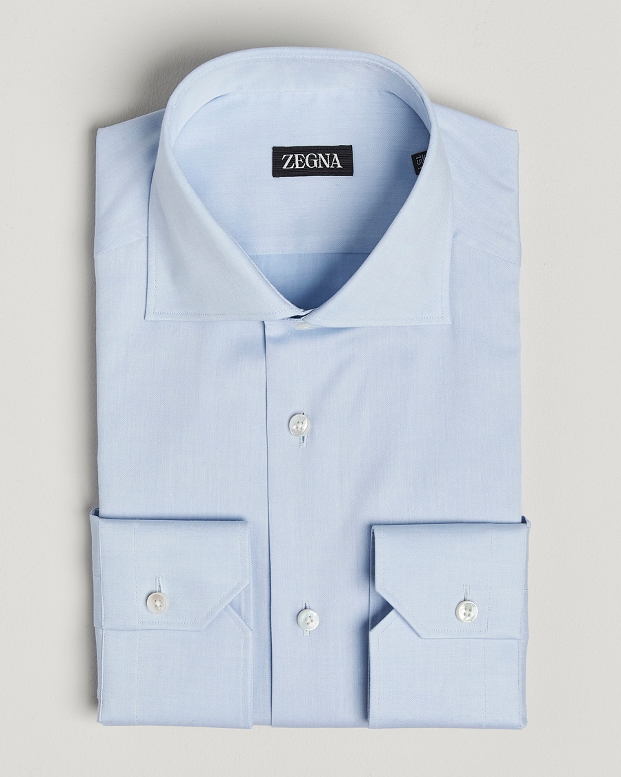 Zegna Slim Fit Cotton Dress Shirt Light Blue – Bleu