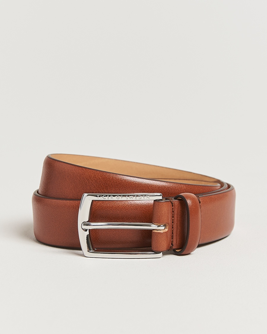 Tiger of Sweden Asenby Leather 3 cm Belt Cognac – Marron