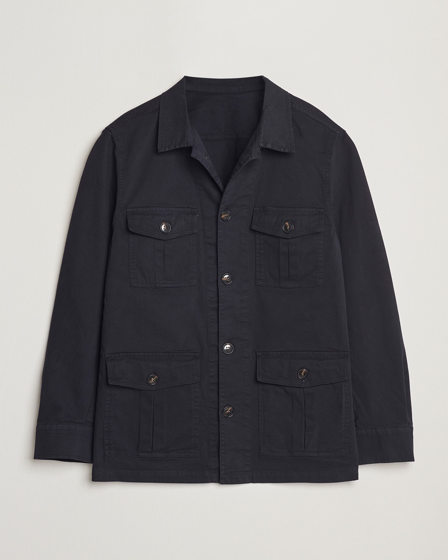 Oscar Jacobson Safari Shirt Jacket Navy – Bleu