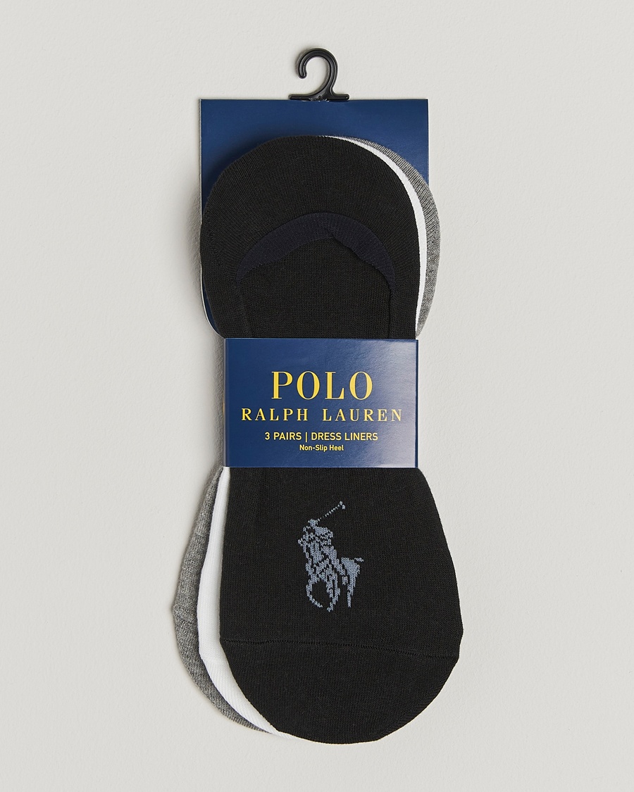 Polo Ralph Lauren 3-Pack No Show Big Pony Pony Socks Black/White/Grey – Blanc