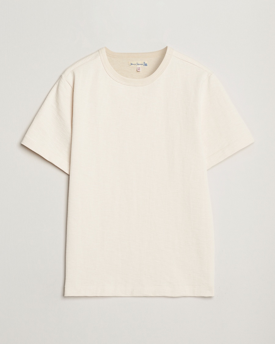 Merz b. Schwanen Relaxed Fit Loopwheeled Heavy T-Shirt Nature – Blanc