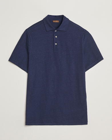 Stenströms Linen Polo Shirt Navy – Bleu