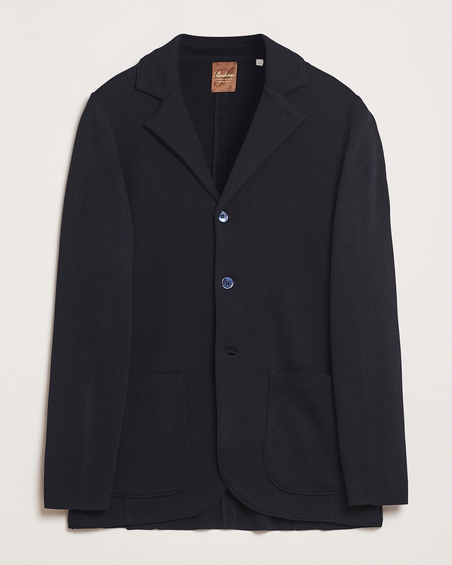 Stenströms Milano Knitted Merino Blazer Navy – Bleu
