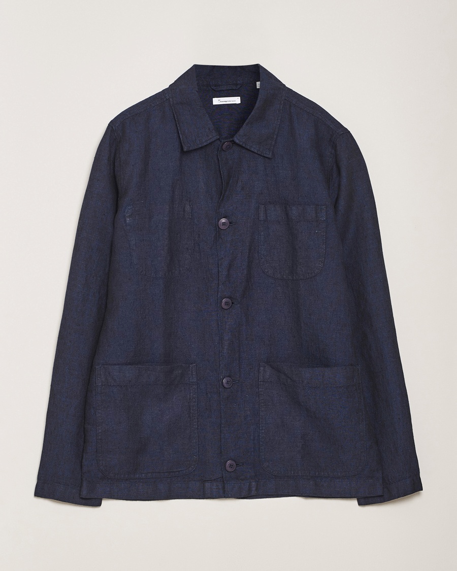 KnowledgeCotton Apparel Linen Overshirt Total Eclipse – Bleu