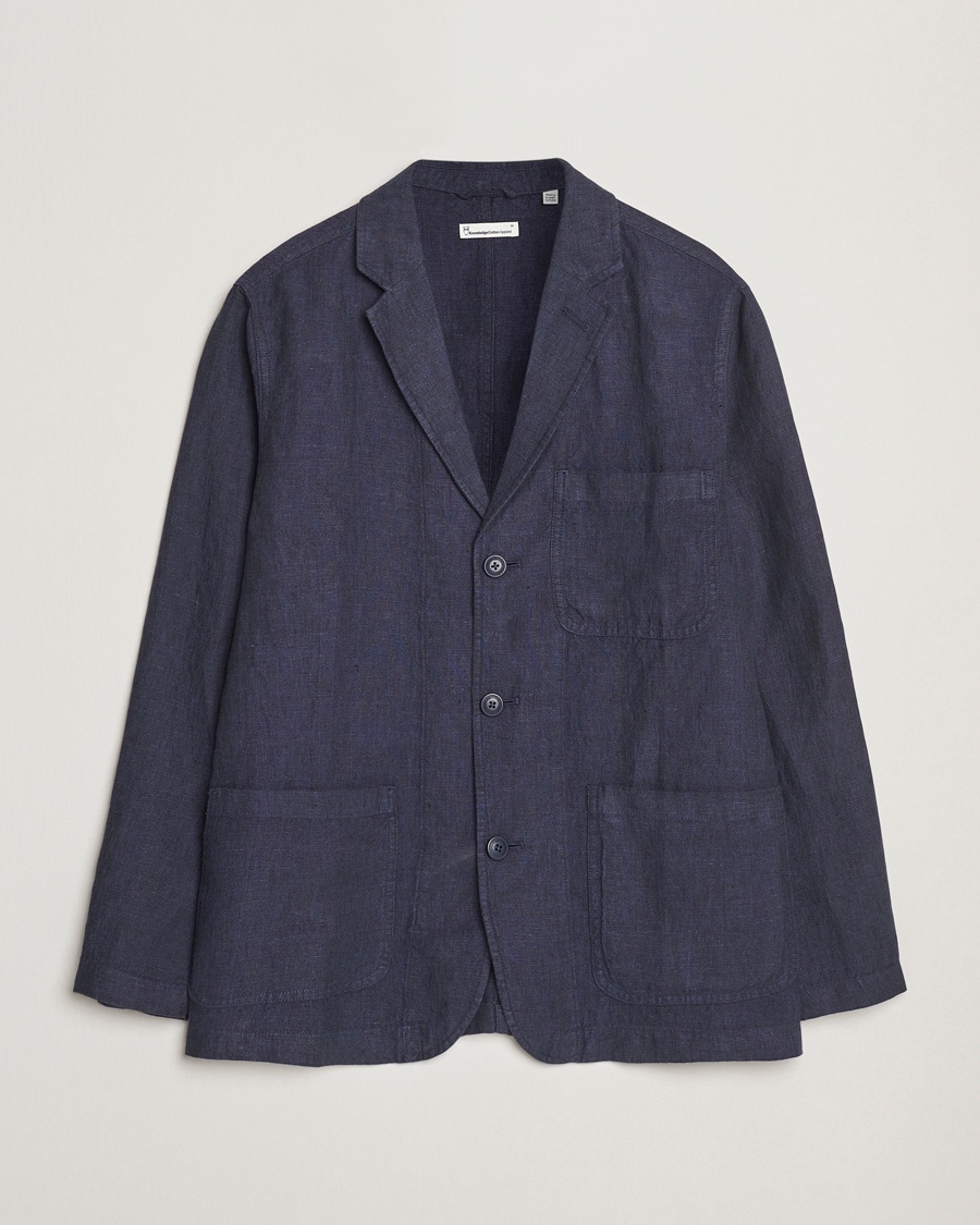 KnowledgeCotton Apparel Linen Blazer Total Eclipse – Bleu
