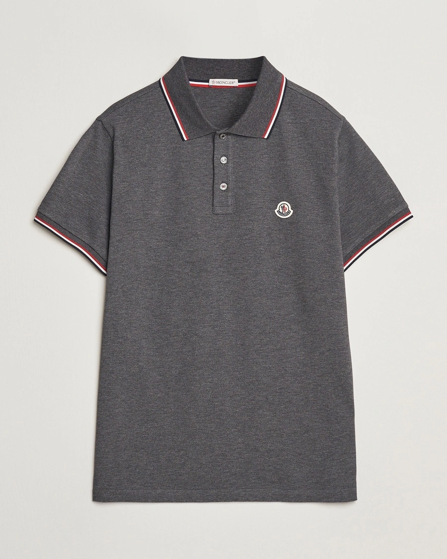 Moncler Contrast Rib Polo Dark Grey – Gris