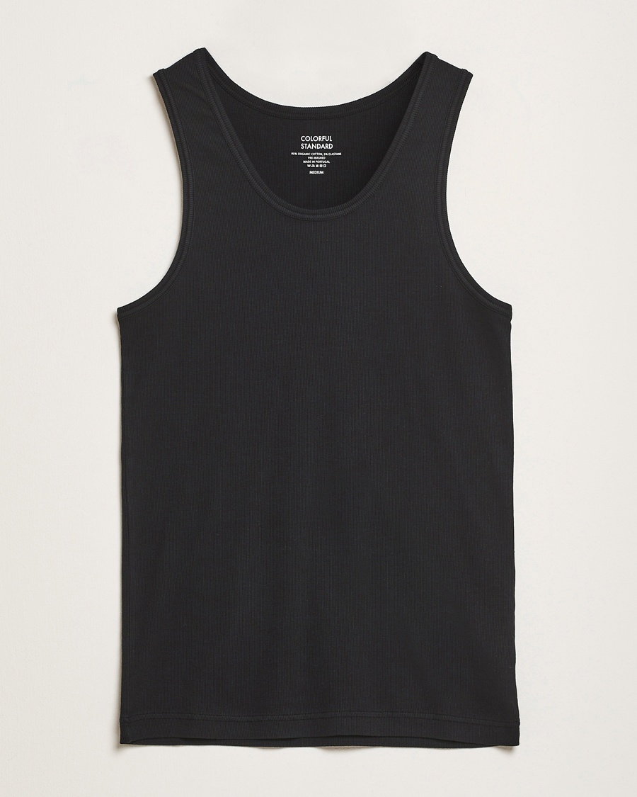 Colorful Standard Organic Rib Tank Top Deep Black – Noir