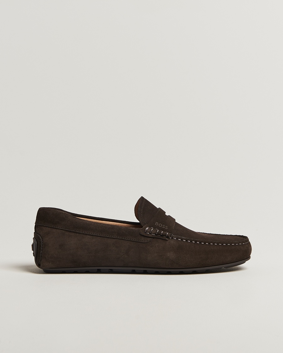 BOSS BLACK Noel Suede Moccasin Dark Brown – Marron