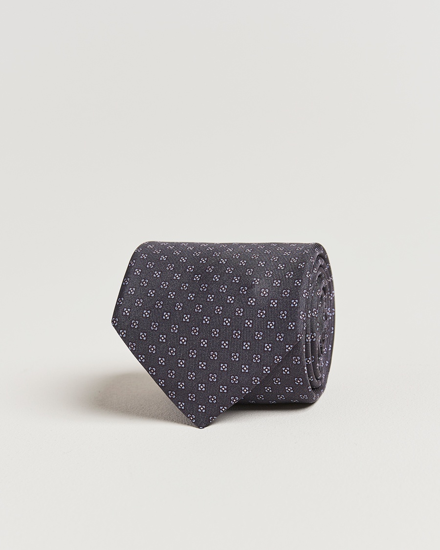 Stenströms Printed Silk Tie 7,5cm Grey – Gris