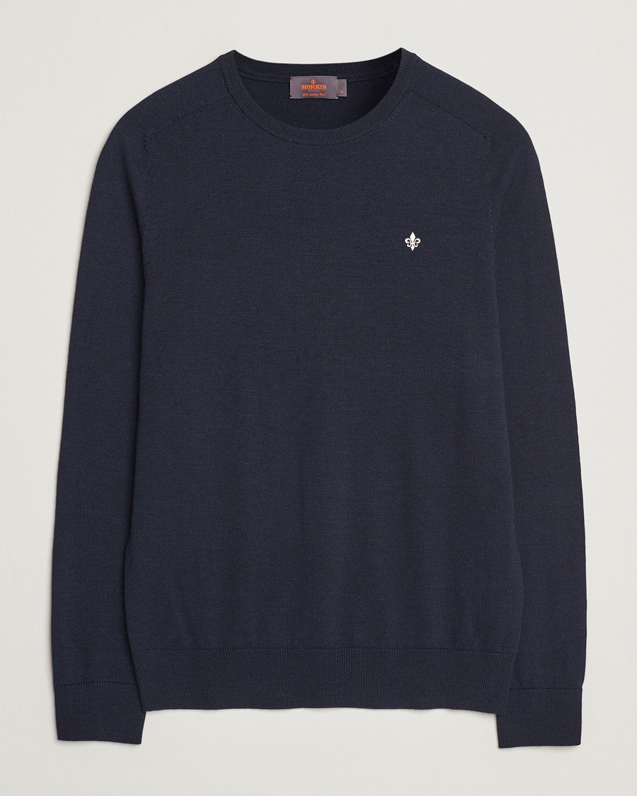 Morris Merino O-Neck Navy – Bleu