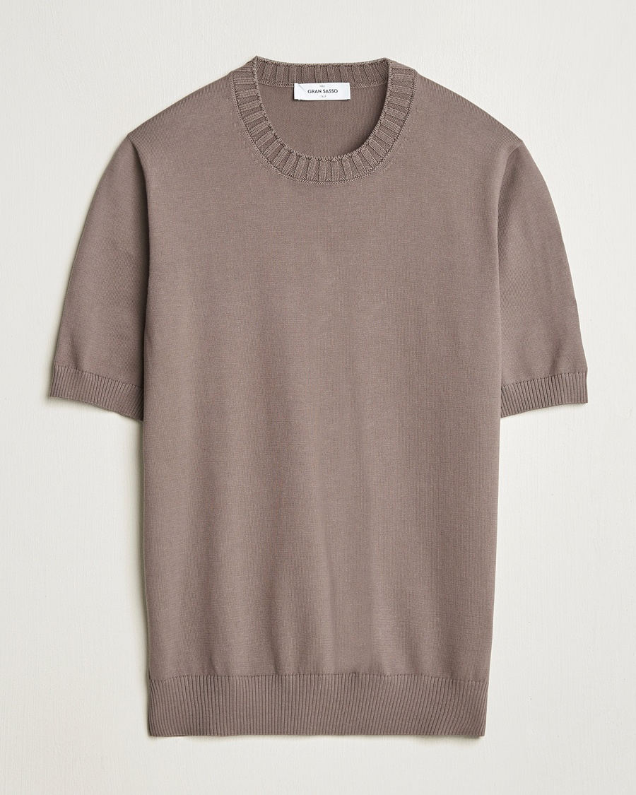 Gran Sasso Cotton Heavy Knitted Crew Neck T-Shirt Brown – Marron