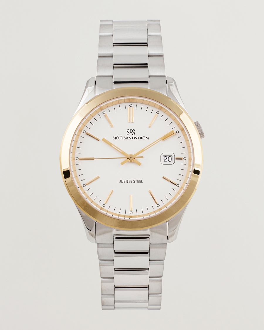 Sjöö Sandström Jubilee Steel Quartz 40mm Gold Bezel White/Steel – Argent