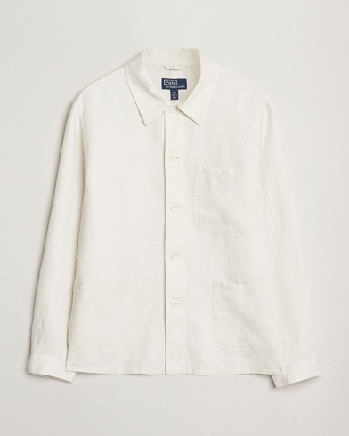 Polo Ralph Lauren Chore Linen Shirt Jacket Antique Cream – Blanc