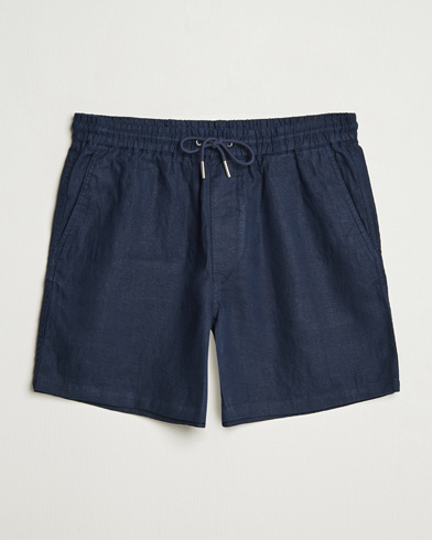 NN07 Gregor Linen Drawstring Shorts Navy Blue – Bleu