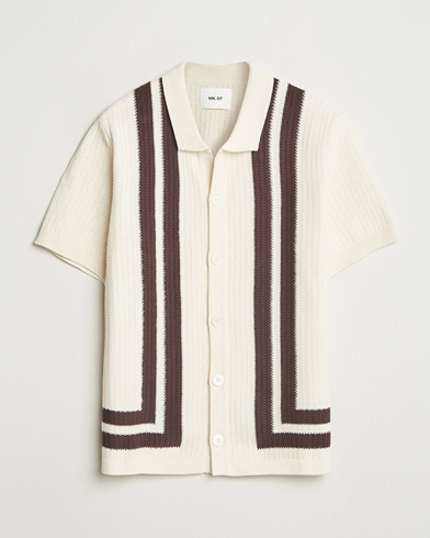 NN07 Ares Knitted Short Sleeve Shirt Ivory – Blanc