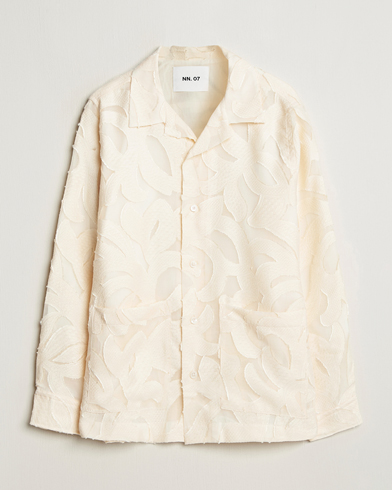 NN07 Hank Fil-Coupé Jacquard Overshirt Off White – Blanc