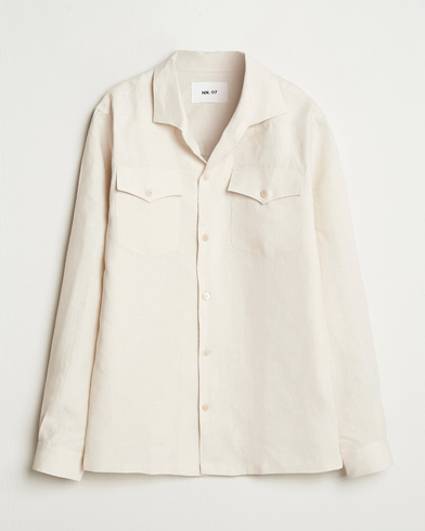 NN07 Pax Linen Western Shirt Ivory – Blanc