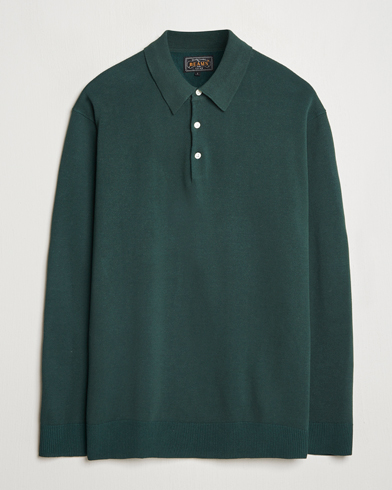 BEAMS PLUS Long Sleeve 12G Knit Polo Forest Green – Vert