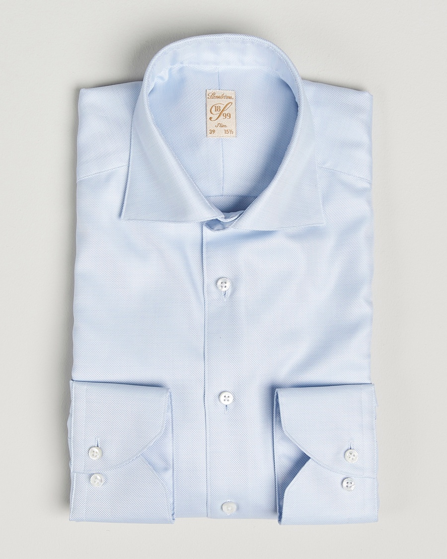 Stenströms 1899 Slim Cotton Twill Shirt Light Blue – Bleu