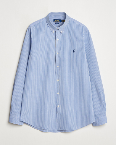 Polo Ralph Lauren Slim Fit Poplin Shirt Blue/White Hairline Stripe – Bleu