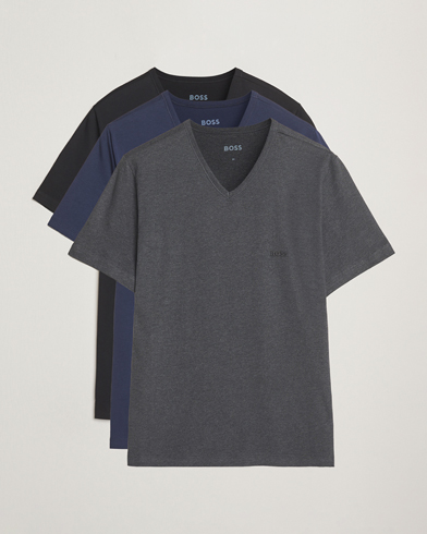 BOSS BLACK 3-Pack V-Neck T-Shirt Black/Blue/Grey – Bleu