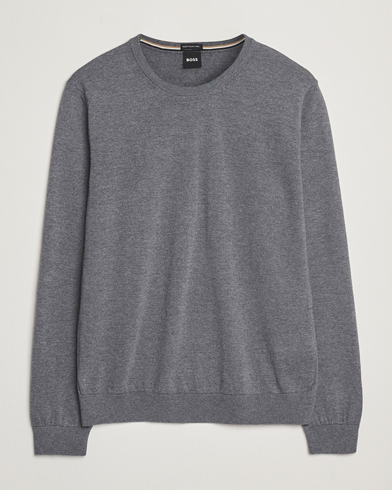 BOSS BLACK Leno Wool Crew Neck Pullover Medium Grey – Gris