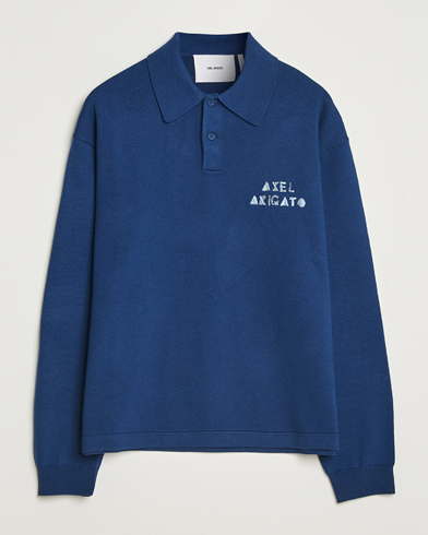 Axel Arigato Frey Wool/Cotton Knitted Polo Navy – Bleu