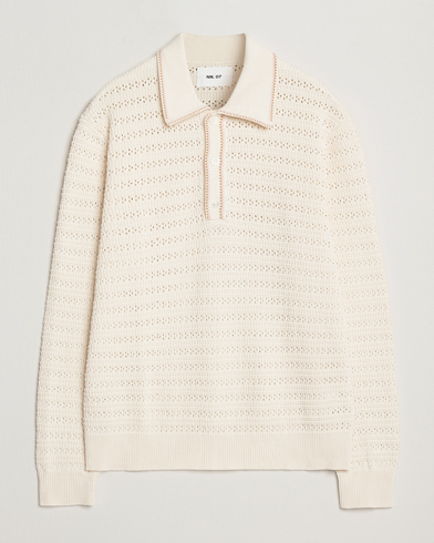 NN07 Josh Knitted Polo Ivory – Blanc