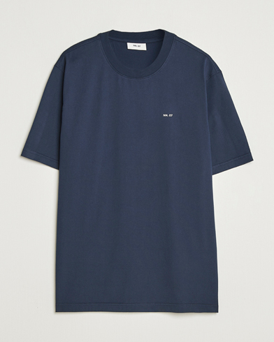 NN07 Abel Logo Crew Neck T-Shirt Navy – Bleu
