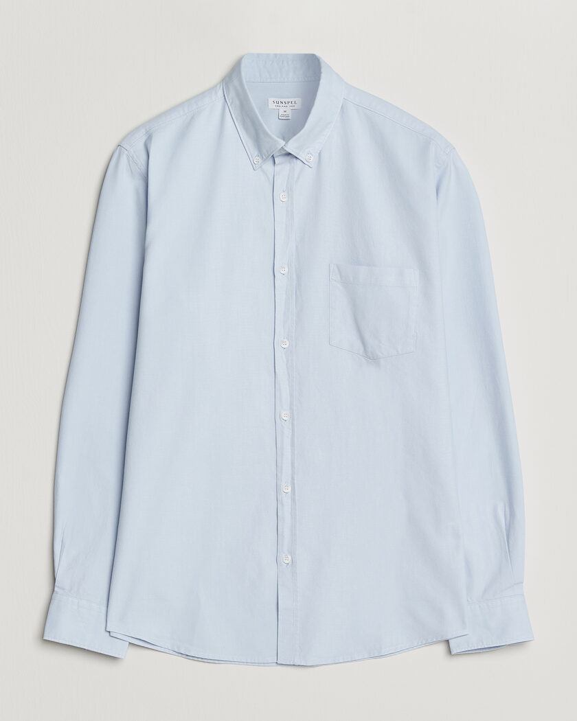 Sunspel Oxford Button Down Shirt Light Blue – Bleu